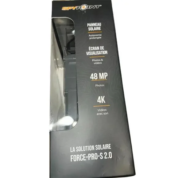 SPYPOINT FORCE-PRO-S 2.0 Built-In Solar Panel 4K Video Resolution Hunting - NEW